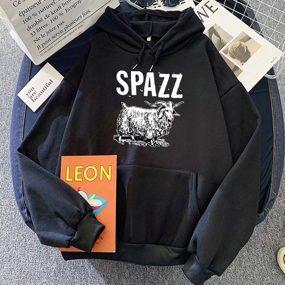 SPAZZ Hip Hop Rock Band Hoodie | Unisex Graphic Fleece Sweatshirt | Kawaii Casual Pullover for Women | Vintage Cartoon Print