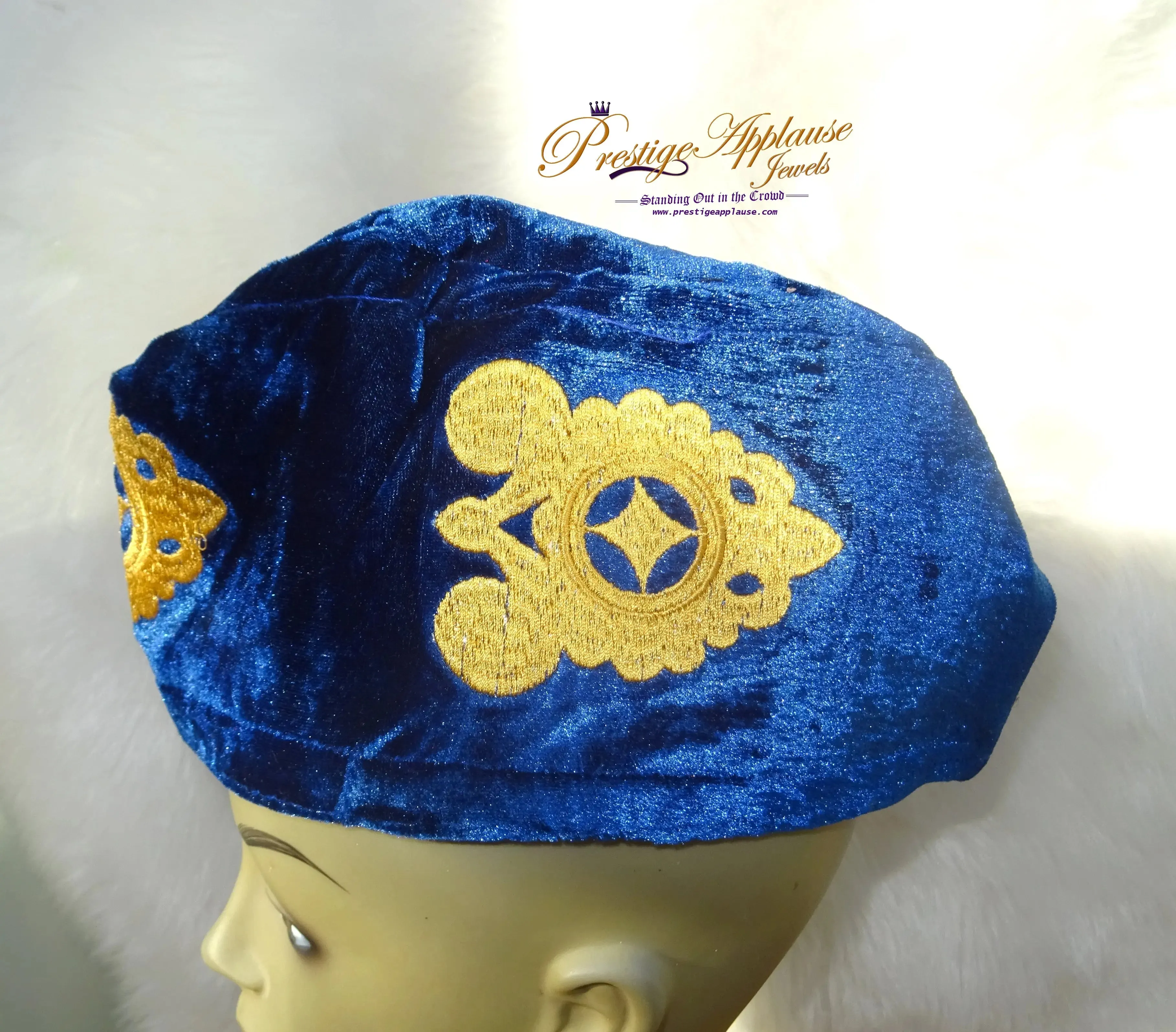 Velvet Black Royal blue Red Velvet Latest Design Crown Royal Ade Style Cheiftancy Men Fila Cap