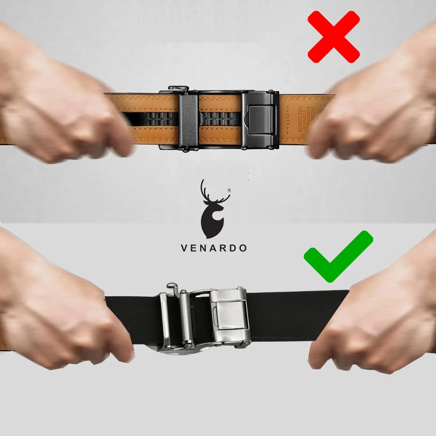 Venardo DARKI Genuine Leather Autolock Belt for Men - Perfect for Formal and Casual Wear - Adjustable  WITH  FREE CARD HOLDER WALLET