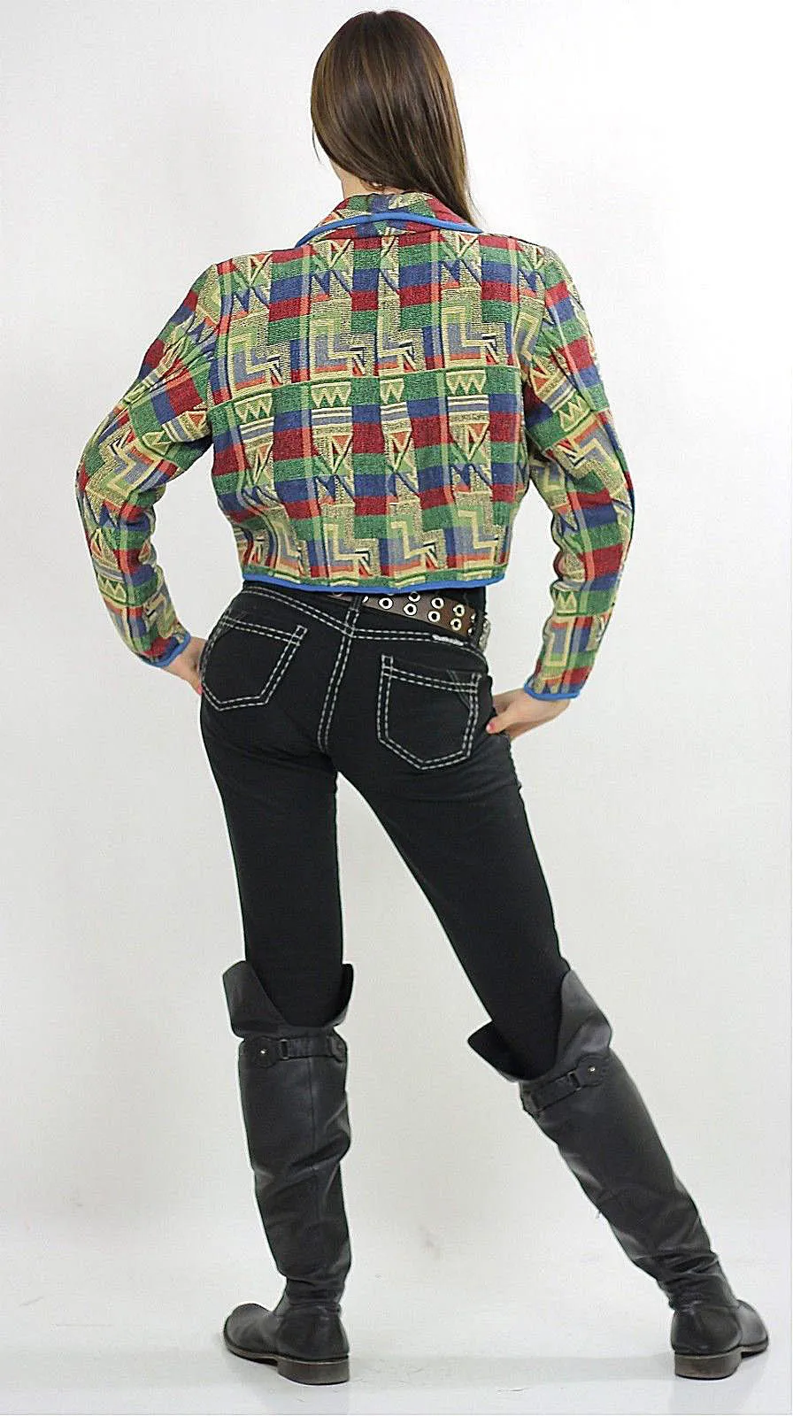 Vintage 80s Southwestern Boho Short Cropped jacket