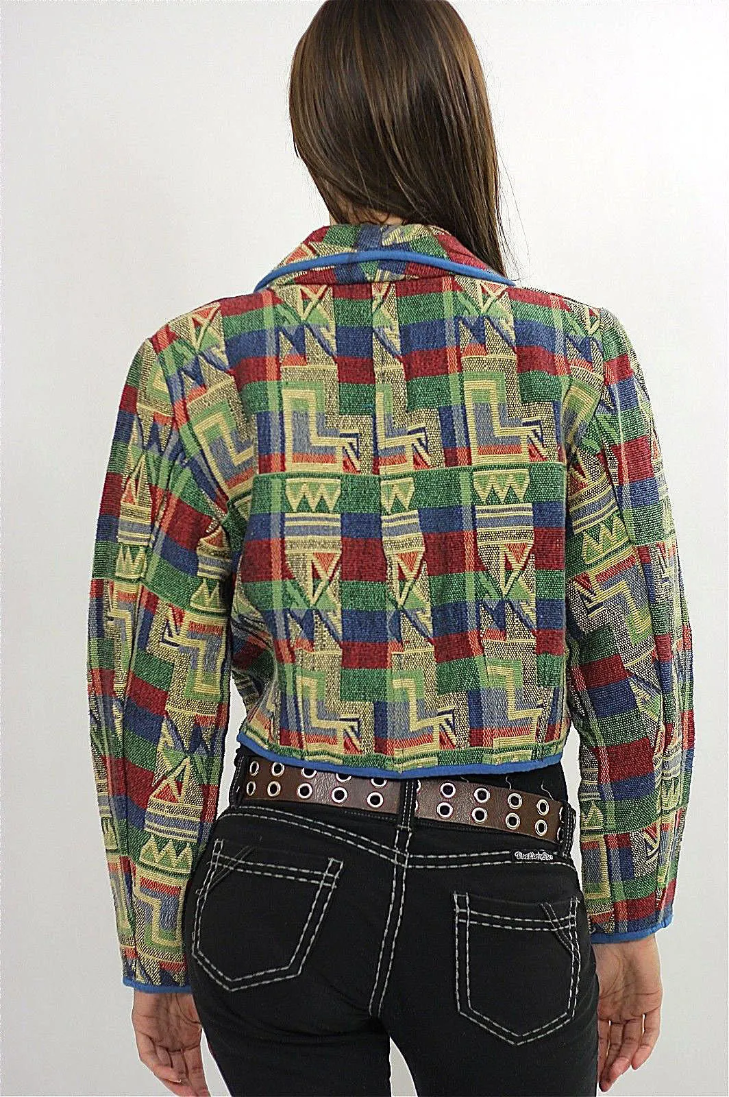 Vintage 80s Southwestern Boho Short Cropped jacket