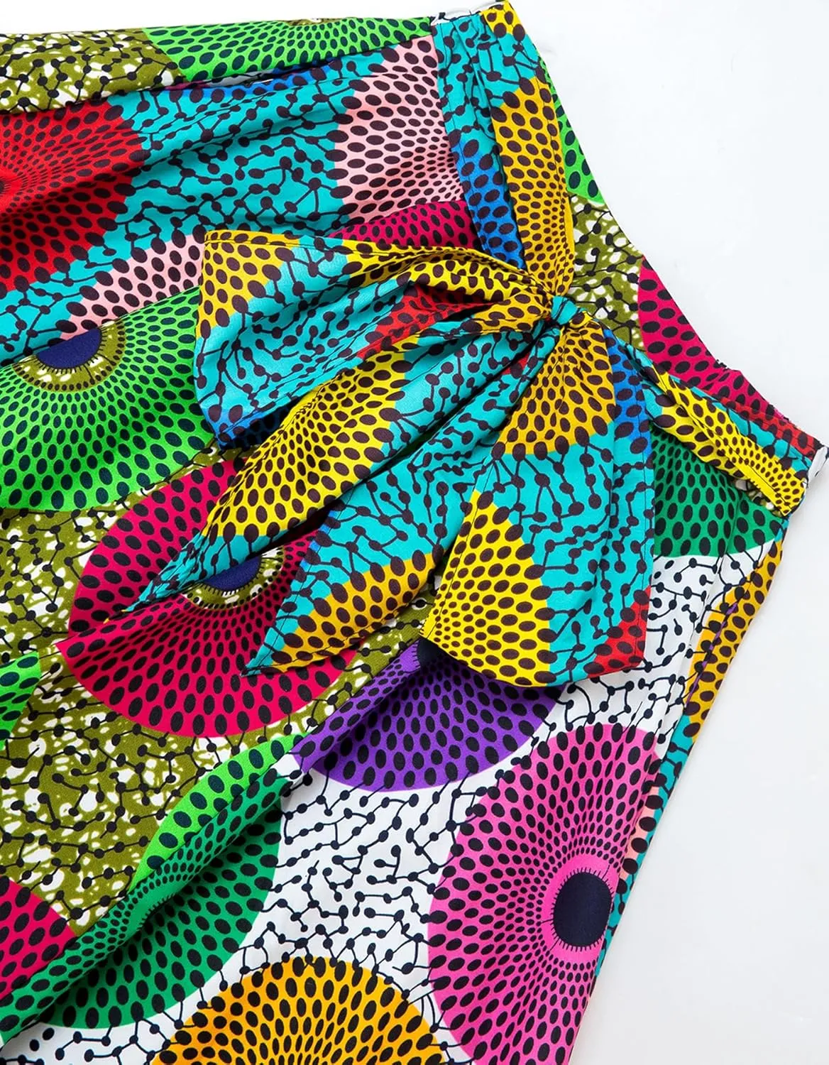 Women's African Print Wax Skirts Ankara Fashion Belt Elastic Waist Skirt
