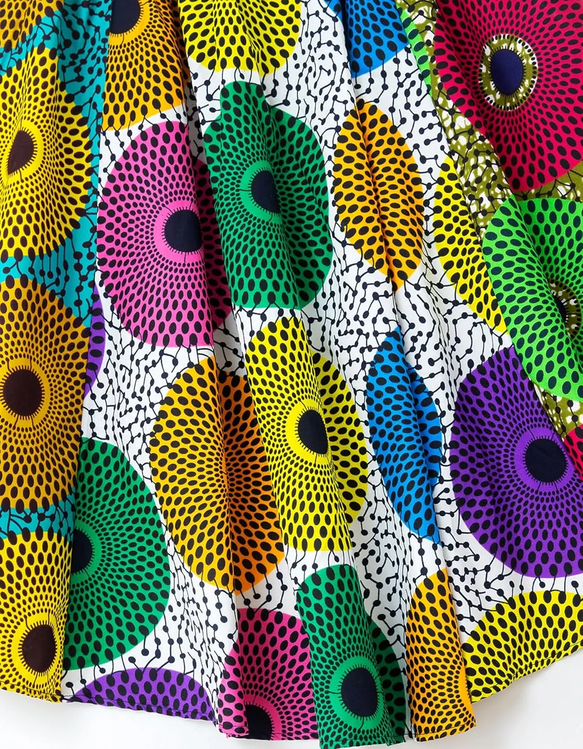 Women's African Print Wax Skirts Ankara Fashion Belt Elastic Waist Skirt