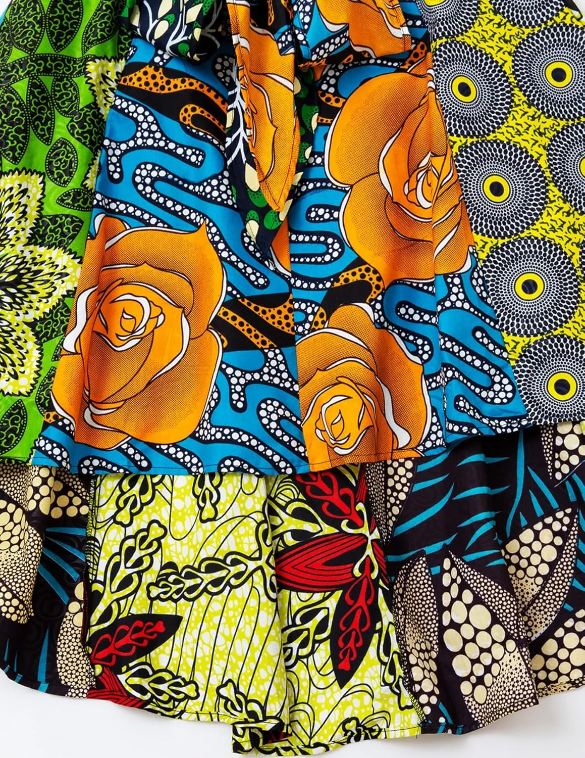 Women's African Print Wax Skirts Ankara Fashion Belt Elastic Waist Skirt