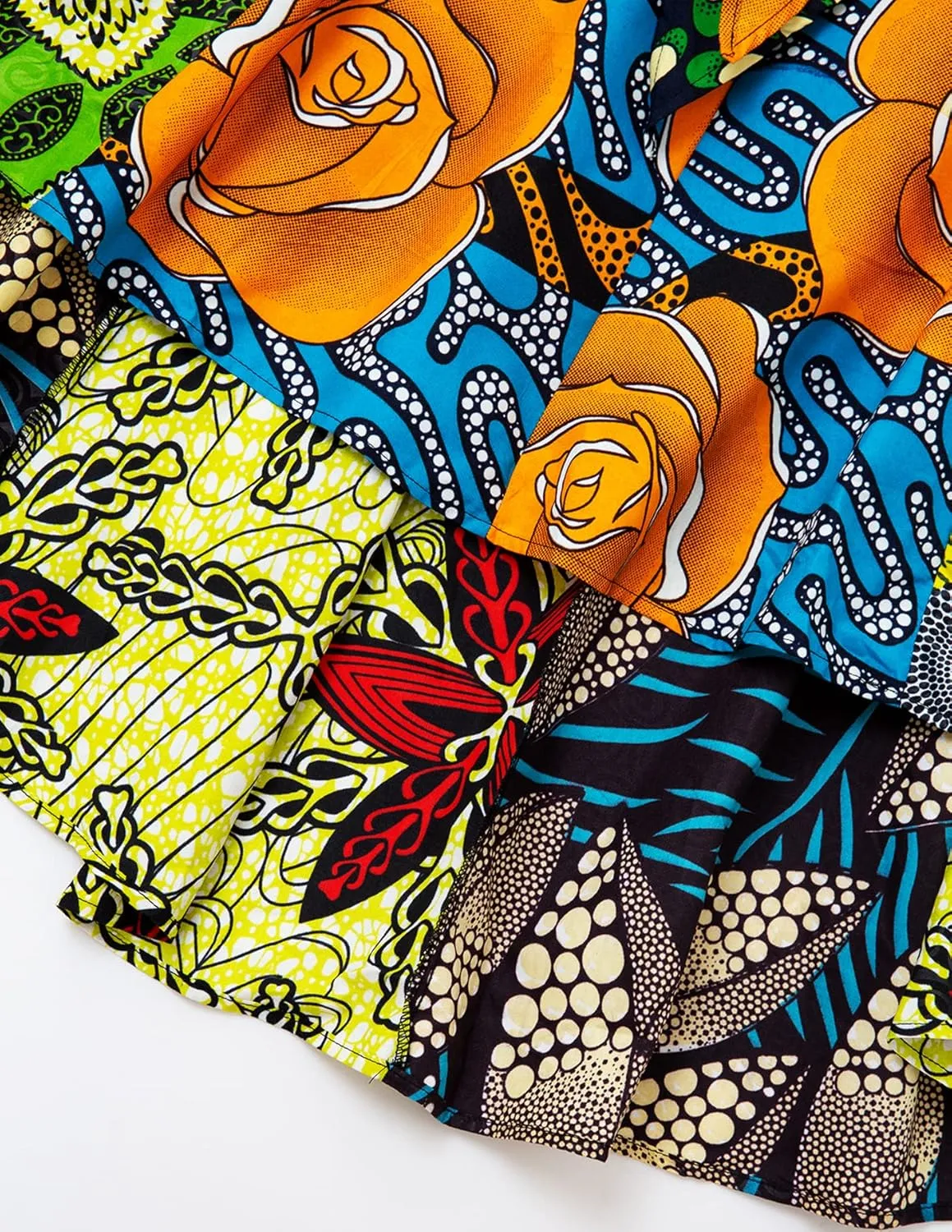 Women's African Print Wax Skirts Ankara Fashion Belt Elastic Waist Skirt